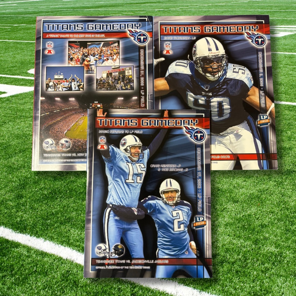 Lot of 3 Vtg 2006 Tennessee Titans Game Programs LP Field Vince Young Rookie Era